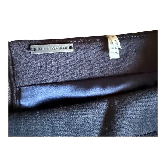 Elie Tahari Black Structured Sheath Dress 3/4 Sleeve Pencil Midi Classic Size 2 - Picture 11 of 13